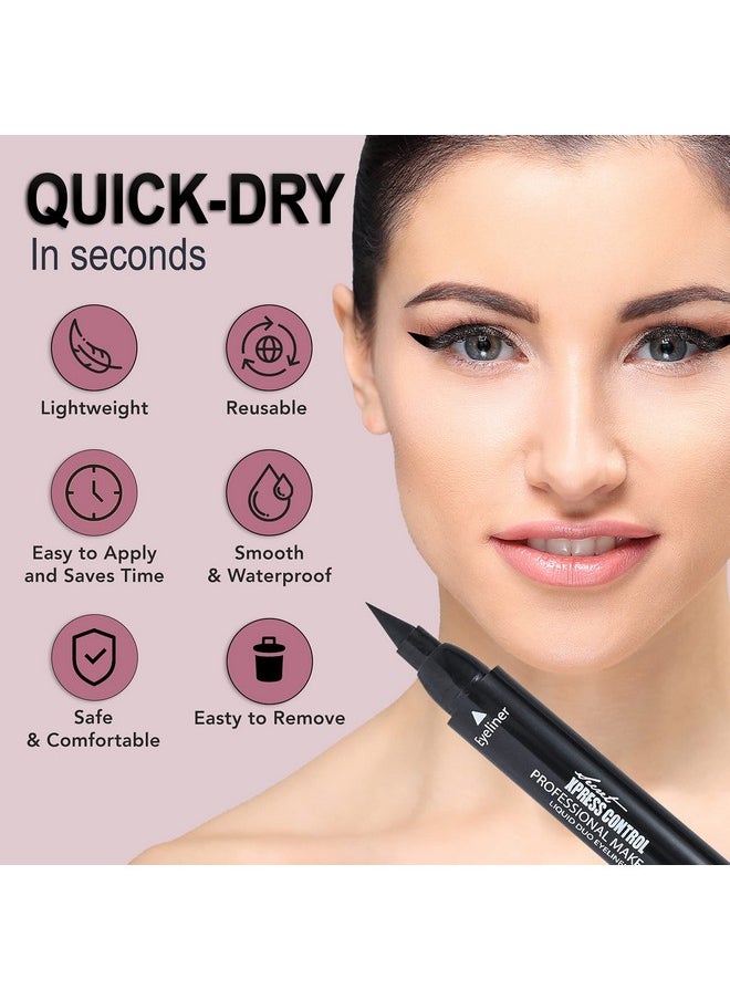 Secret Xpress Control - Winged Eyeliner Stamp Waterproof Long Lasting Liquid Black Pen Cat Eye Matte Eye Makeup (Black 1 Pack) - Image 1