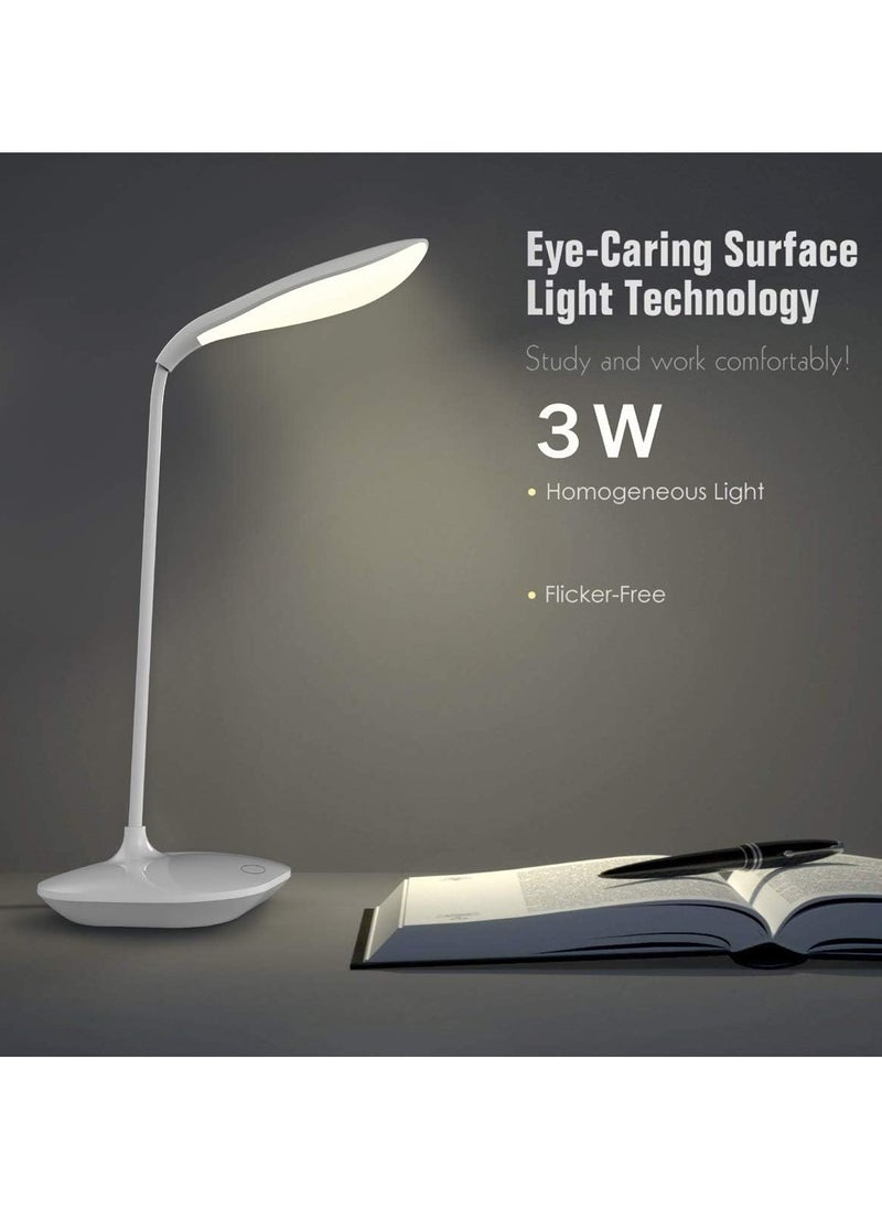 Generic - Desk Lamp, USB Portable Eye-Care LED Desk Lamp, 3 Levels Dimmer Suitable for Reading/Relaxation/Bed Rest, Night Light, Flexible Neck, Touch Sensitive Control Panel - Image 1