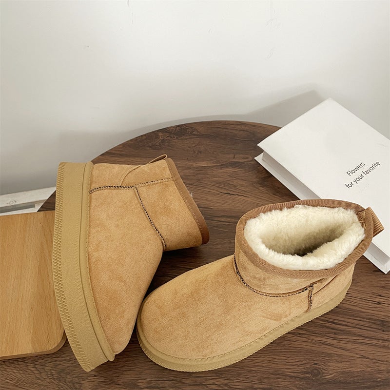 Snow boots women 2024 new style short boots padded snow cotton shoes winter warm fleece-lined bread shoes Black - Image 2