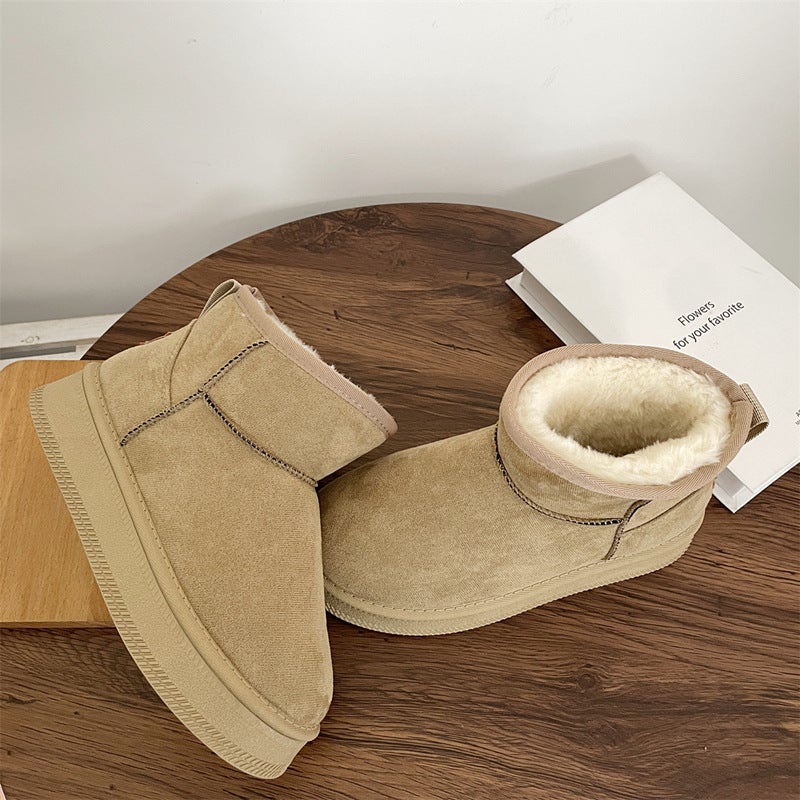 Snow boots women 2024 new style short boots padded snow cotton shoes winter warm fleece-lined bread shoes Black - Image 3