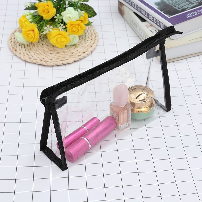 2pcs Women’s Transparent Storage bag Portable Travel Small Cosmetic Bags Toiletries Organizer Bag (Black) - Image 4