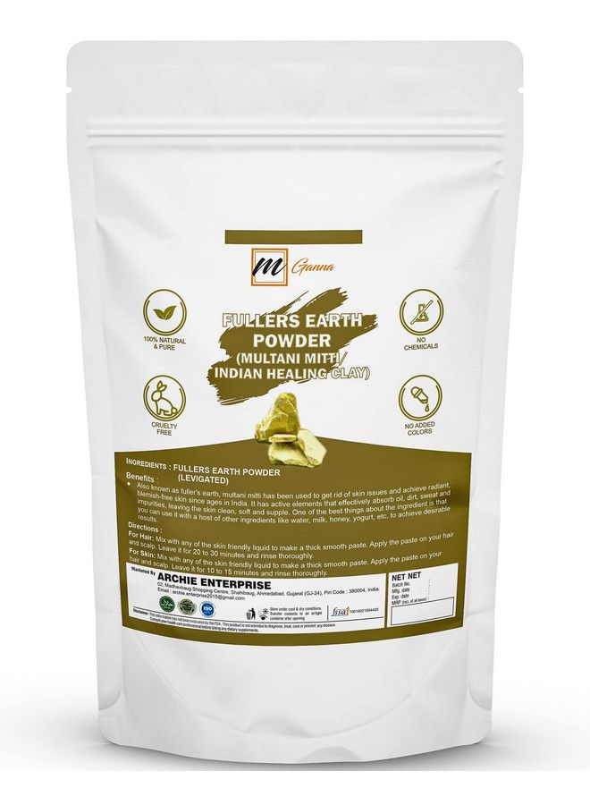 mGanna 100% Pure Natural 0.50 Lbs Purified Multani Mitti Mud | Fullers Earth Clay Powder Cosmetic Grade | Natural Face Mask (Half Pound) - Image 1