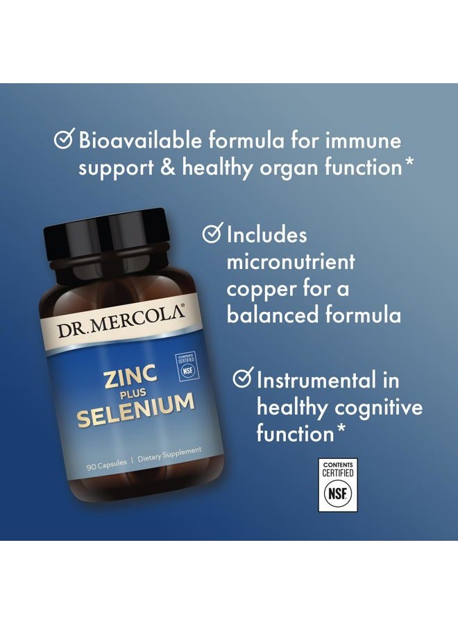 Dr. Mercola زنك بلس سيلينيوم - مكمل مزيج المعادن - لدعم المناعة والدماغ والجهاز التنفسي - يحتوي على زنك جليسينات خلات ونحاس - خالي من الكائنات المعدلة وراثيًا وخالي من الغلوتين - 90 كبسولة (90 حصة) - Image 4