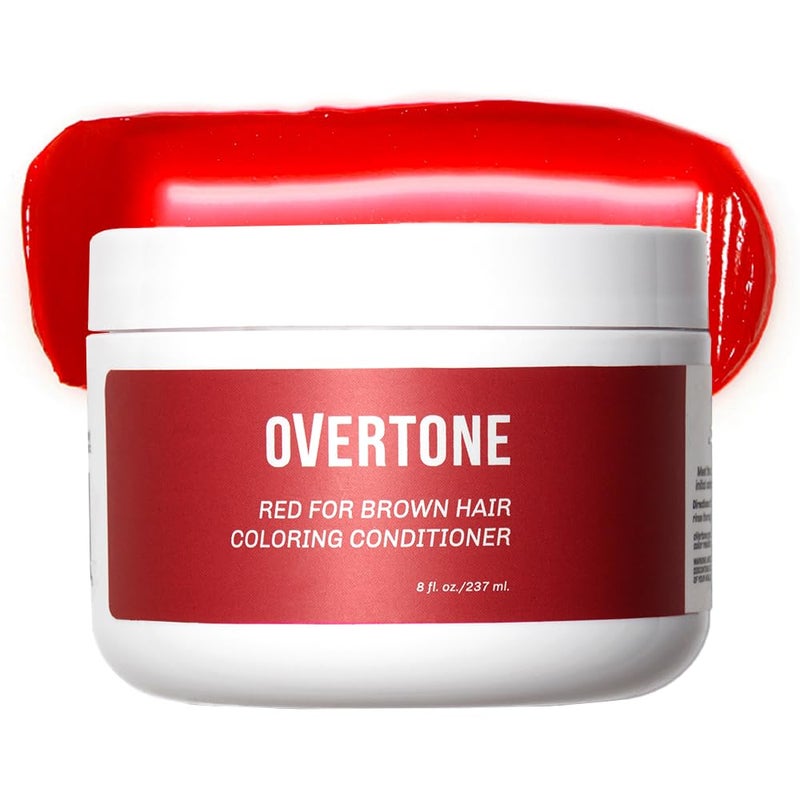 oVertone Haircare Color Depositing Conditioner  8 oz Semi Permanent Hair Color with Shea Butter  Coconut Oil  Temporary Hair Color Dye  Vegan CrueltyFree  Red for Brown