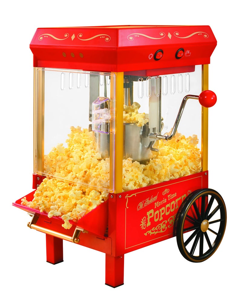 Nostalgia Nostalgia Popcorn Maker Machine  Professional Tabletop With 25 Oz Kettle Makes Up to 10 Cups  Vintage Popcorn Machine Movie Theater Style  Red 