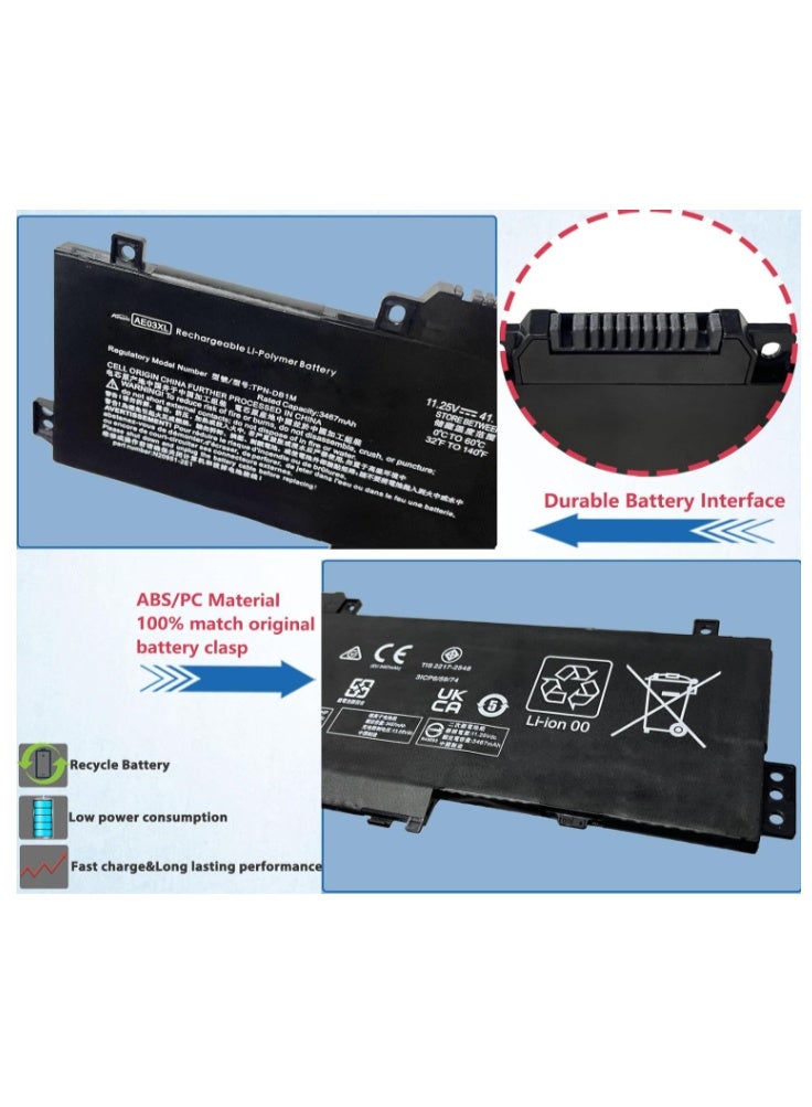 Terabyte بطارية لابتوب AE03XL 41.04Wh متوافقة مع HP 240 G10 / 245 G10 / 246 G10 / 250 G10 / 255 G10 / 256 G10 / 14-EE 14-EP 14-EM 15-FC 15-FD سلسلة N21969-005 N2095-AC1 HSTNN-0B3E TPN-DB1N - Image 2