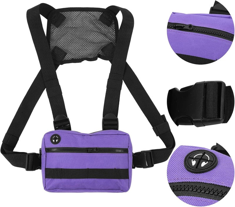 cheekyglo Oxford Cloth Sports Chest Bag, Outdoor Waterproof Sports Training Pack with Adjustable Shoulder Strap for Fitness Running Purple - Image 4