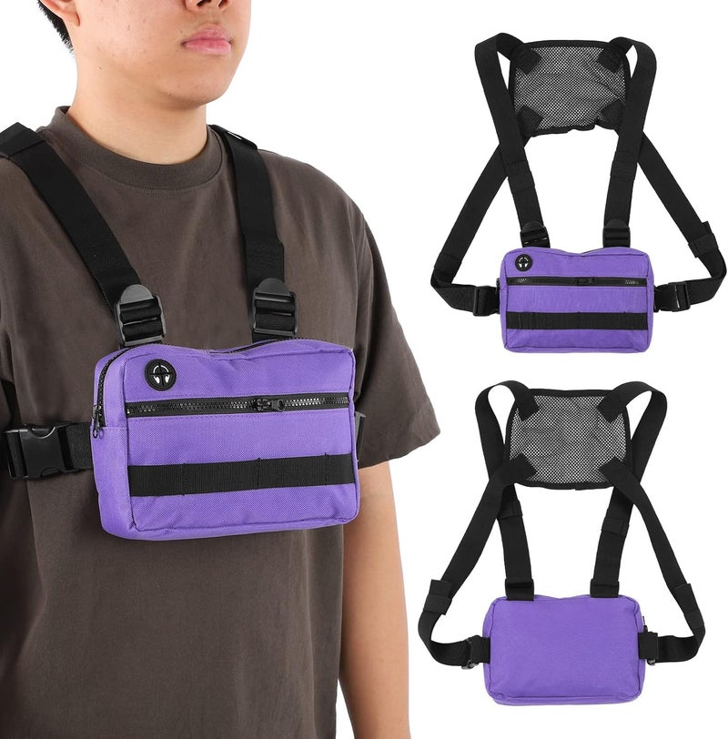 cheekyglo Oxford Cloth Sports Chest Bag, Outdoor Waterproof Sports Training Pack with Adjustable Shoulder Strap for Fitness Running Purple - Image 5