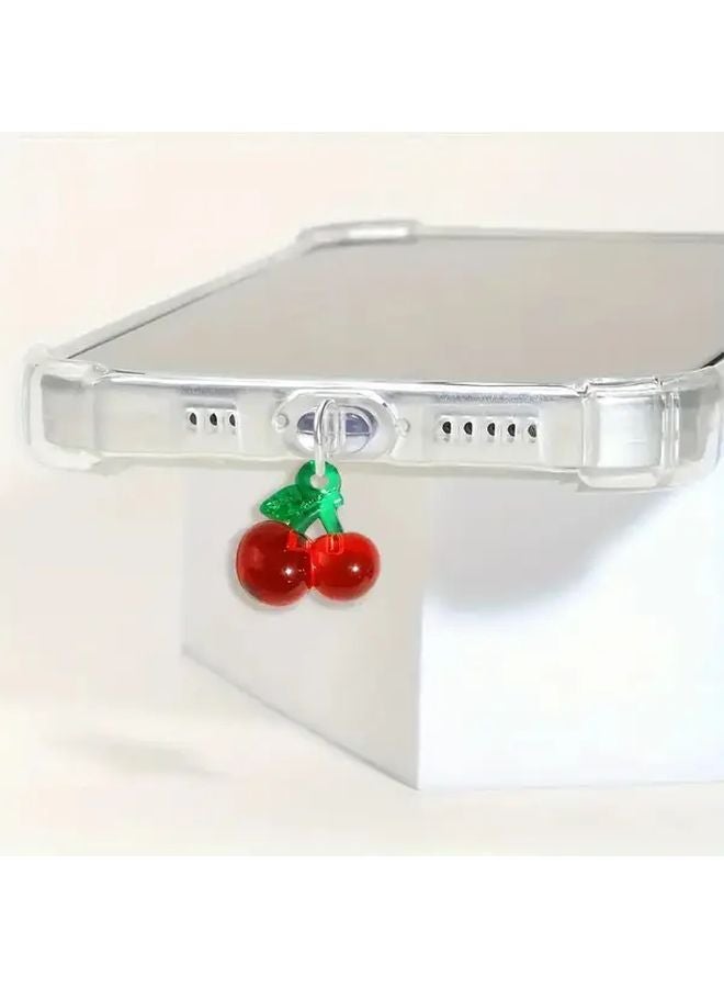 قطعة واحدة من سدادة غبار الهاتف المحمول بالكرز الأحمر لأجهزة iPhone من 5 إلى 14 ونوع C للأندرويد - Image 2