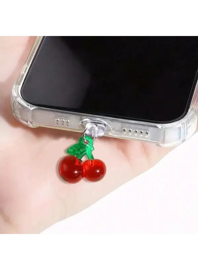 قطعة واحدة من سدادة غبار الهاتف المحمول بالكرز الأحمر لأجهزة iPhone من 5 إلى 14 ونوع C للأندرويد - Image 3