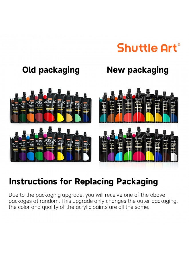 Shuttle Art Acrylic Paint, 18 Colors Acrylic Paint Pouches (120ml/4.06oz), Artist Grade Acrylic Paint Set, Rich Pigments, Non-Toxic for Artists, Beginners and Kids on Rocks Crafts Canvas Wood Ceramic - Image 2