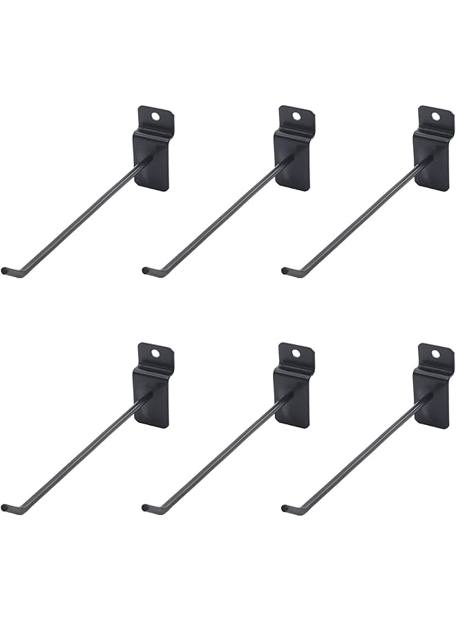 PROMASS promass 6 Pack Slatwall Hooks, Heavy Duty Utility Hooks Grid Commercial Grade Metal Black Shelving Assortment Garage Storage Organizer,Hanger Display,Display Panel Hook,Retail and Exhibition Products  - Image 1