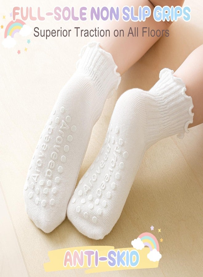 Aroveea Toddler Girls Socks 12 Pack Grip Non Slip Ruffle Frilly Cotton Socks for Toddlers Baby Girls Kids Cute 6M-7Years - Image 2
