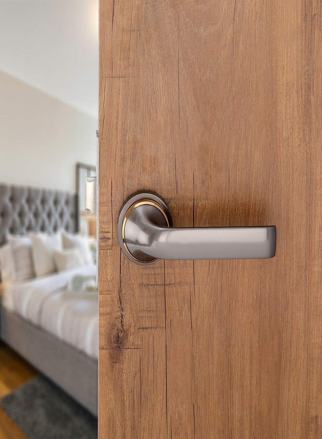 HARMONUS Zinc Alloy Mortise Door Lock Handle/Rose Mortice Door Handle Set/Zinc Alloy Weather Proof with Baby Latch (Black Satin - PVD Rose Gold/HI-5177) - Image 3