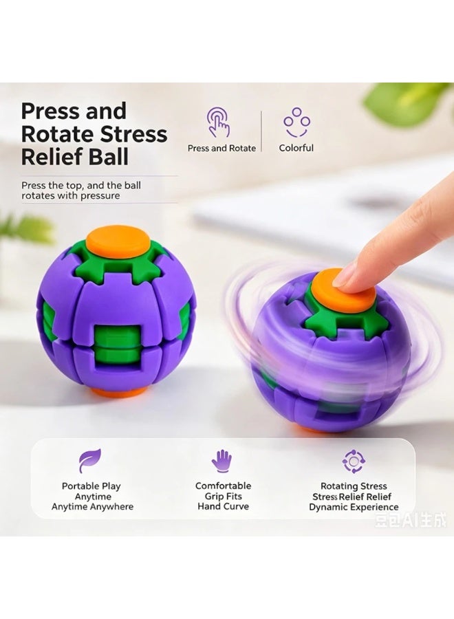 Pocket Stress Relief Fidget Ball, Press & Rotate Anti-Anxiety Spinner Toy for Adults - Image 4