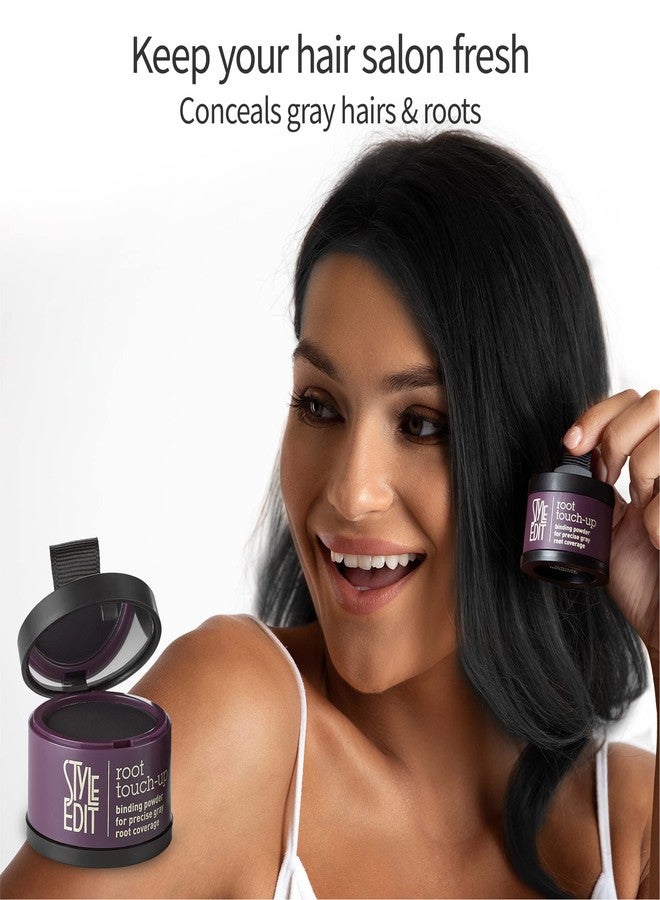 Style Edit Root Touch Up Concealer Powder for Black Hair | Gray Hair Coverage | Mineral-Infused Binding Hairline Powder with Free Mini Brush - Image 5
