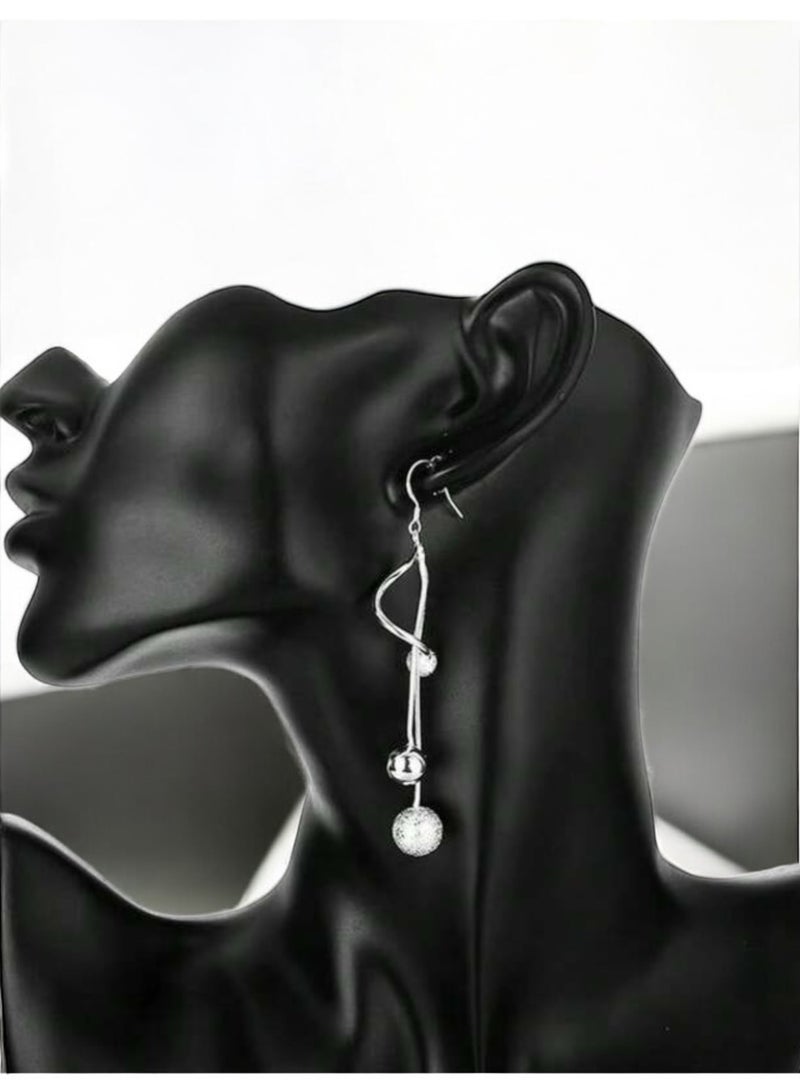 Dangle Charms Elegant 925 Silver Plated Earrings For Women - Image 3