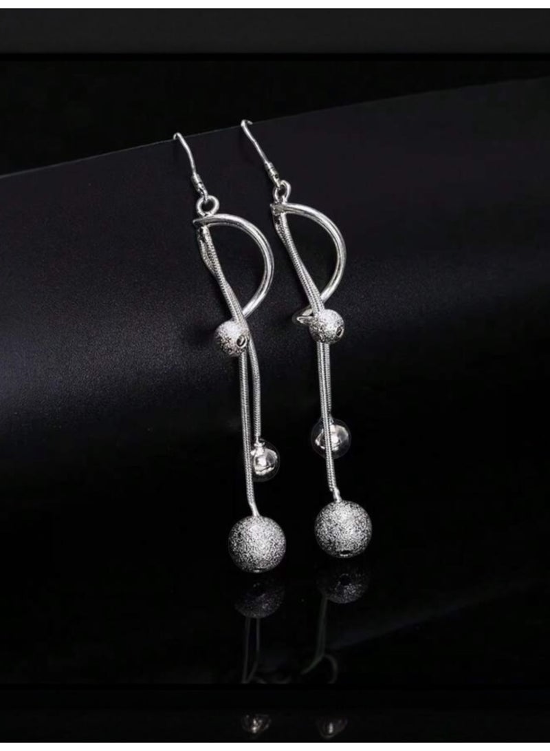 Dangle Charms Elegant 925 Silver Plated Earrings For Women - Image 2