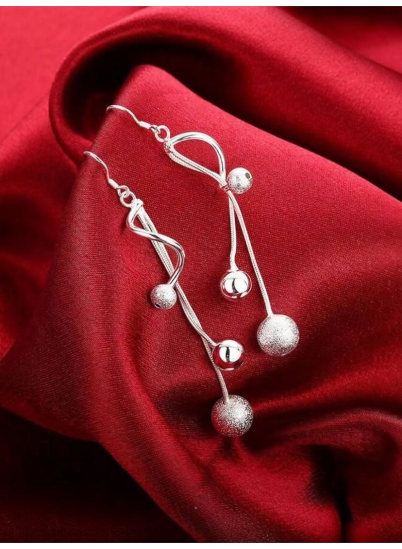 Dangle Charms Elegant 925 Silver Plated Earrings For Women - Image 5