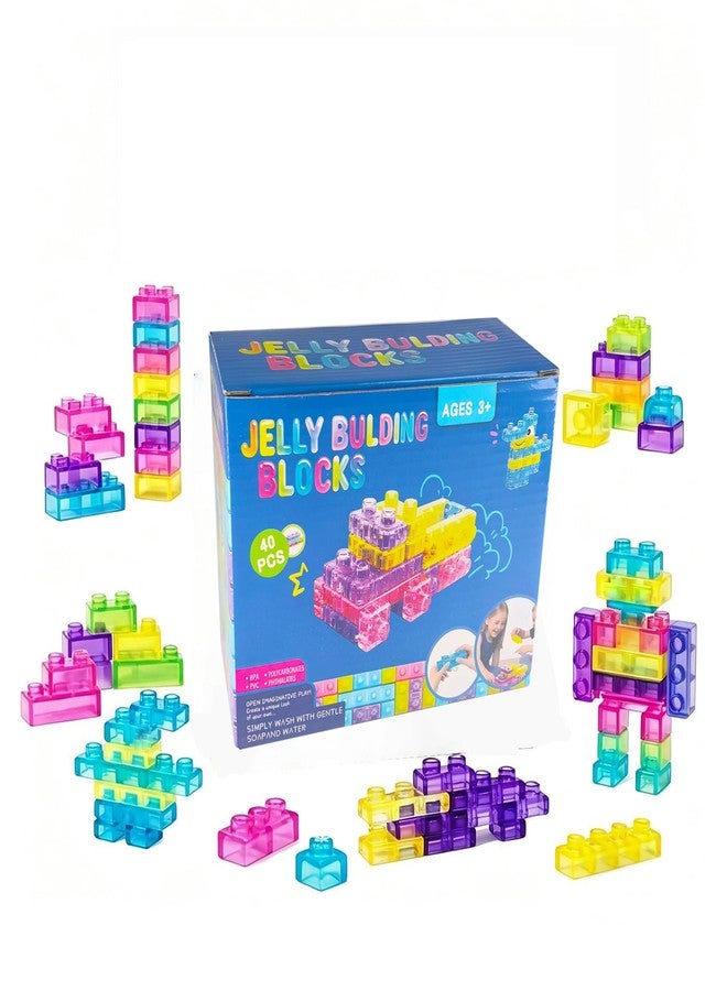 ASCAVS 40 PCS Soft Sensory Building Blocks Jelly-Like Texture Stacking Toy - Image 1