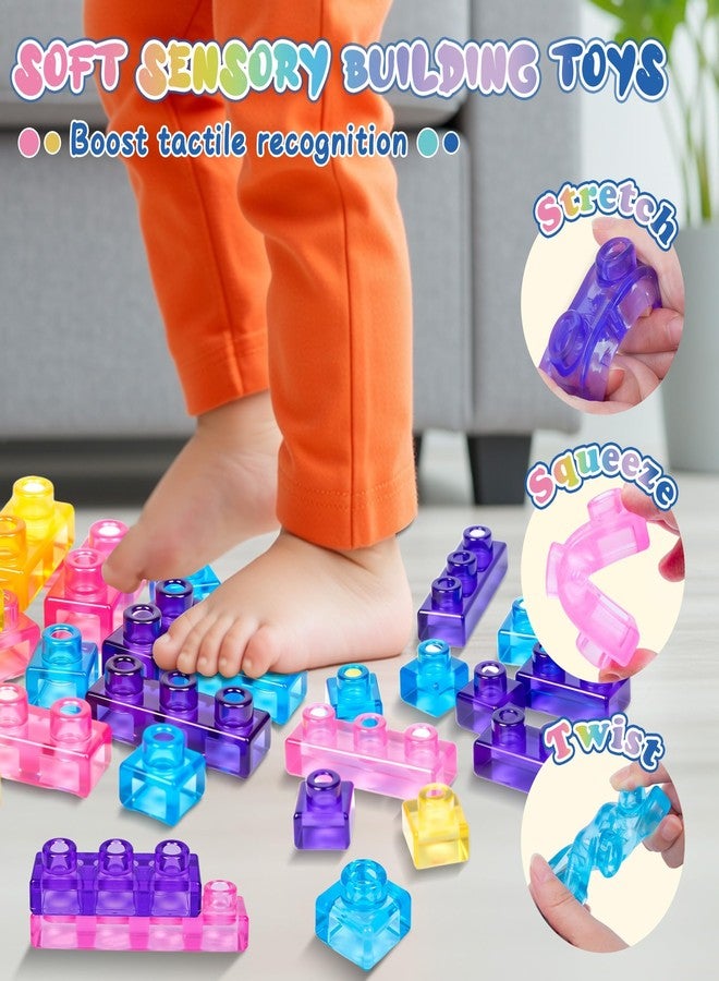 ASCAVS 40 PCS Soft Sensory Building Blocks Jelly-Like Texture Stacking Toy - Image 5