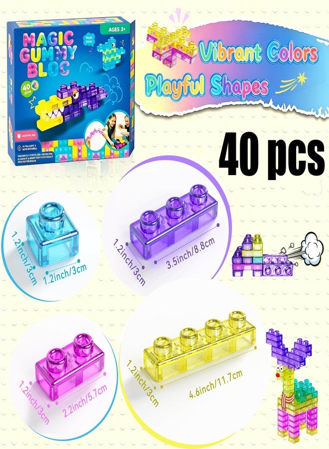 ASCAVS 40 PCS Soft Sensory Building Blocks Jelly-Like Texture Stacking Toy - Image 4