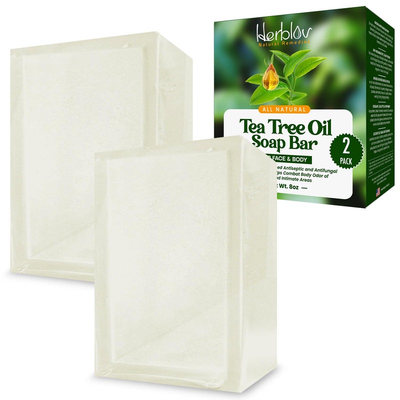 Tea Tree Oil Soap Bar for Face  Body 4oz All Natural Remedy Skin Cleanser  Pure Essential Oil Infused Skincare Cleansing Soap for Dirt  Acne  Tea Tree Face  Body Wash Made in USA
