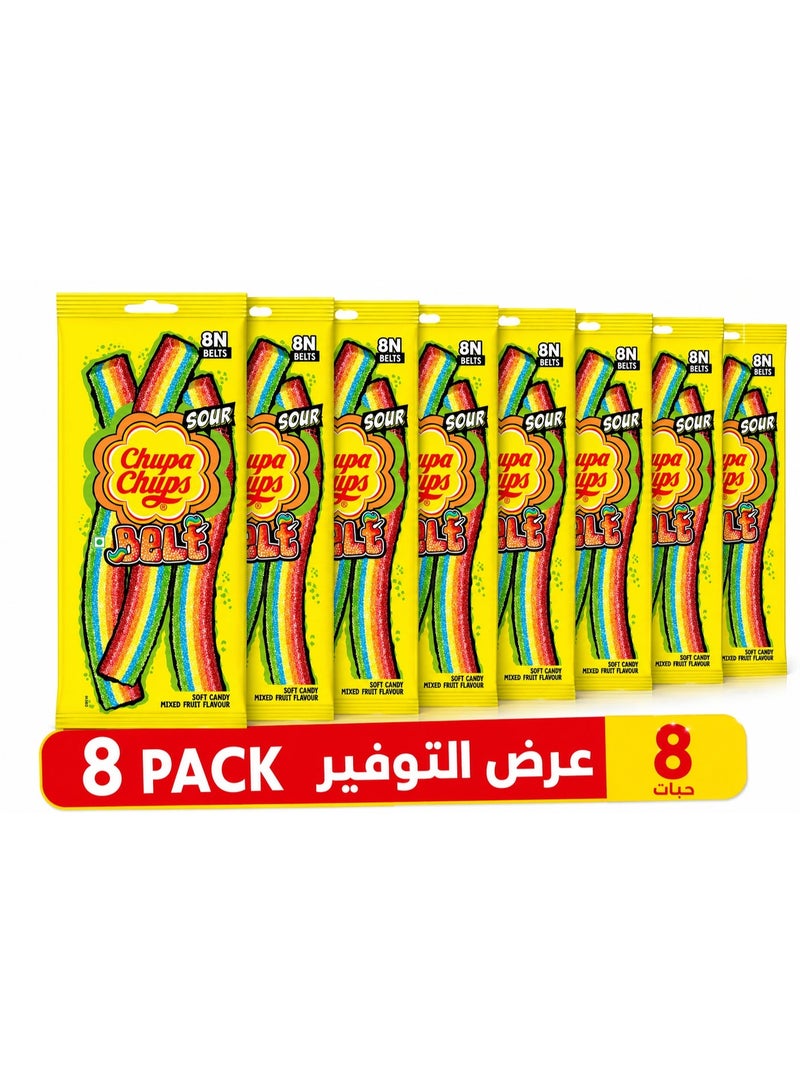 تشوبا تشوبس شوبا ساور بيلت – عبوة كبيرة 8 قطع، حلوى جيلي حامضة وحلوة بطعم الفواكه - Image 2