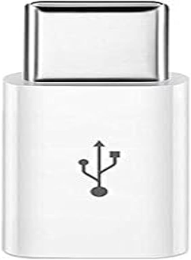 محول USB-C إلى Micro USB، يحول مدخل USB Type-C إلى Micro USB، أبيض