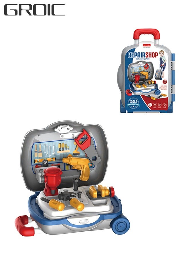 GROIC Kids Tool Sets with Carpenter Preschool Construction Toy Set with Box, Transformable Toy Workbench Suitcase Toys for Kids  - Image 1