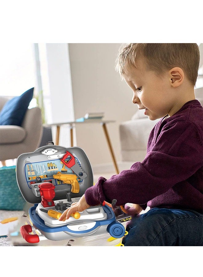 GROIC Kids Tool Sets with Carpenter Preschool Construction Toy Set with Box, Transformable Toy Workbench Suitcase Toys for Kids  - Image 3