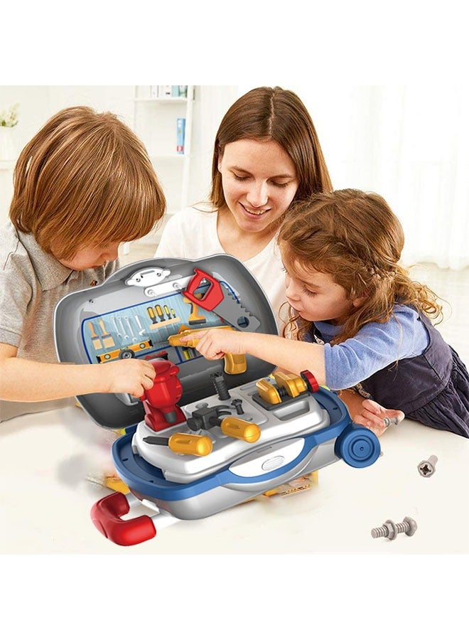 GROIC Kids Tool Sets with Carpenter Preschool Construction Toy Set with Box, Transformable Toy Workbench Suitcase Toys for Kids  - Image 4