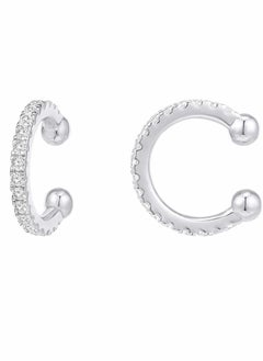 Ear Pods Clip 925 Sterling Silver Cubic Zirconia Sparkling Round Huggie Ear Cuff Earrings for Women Non Pierced Ear Pods Clip on Earrings