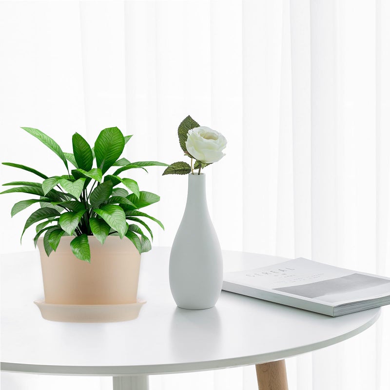 Thickened Plastic Succulent Planter Pot Beige 16 5cm Round With Drainage For Indoor Outdoor Garden - Image 5