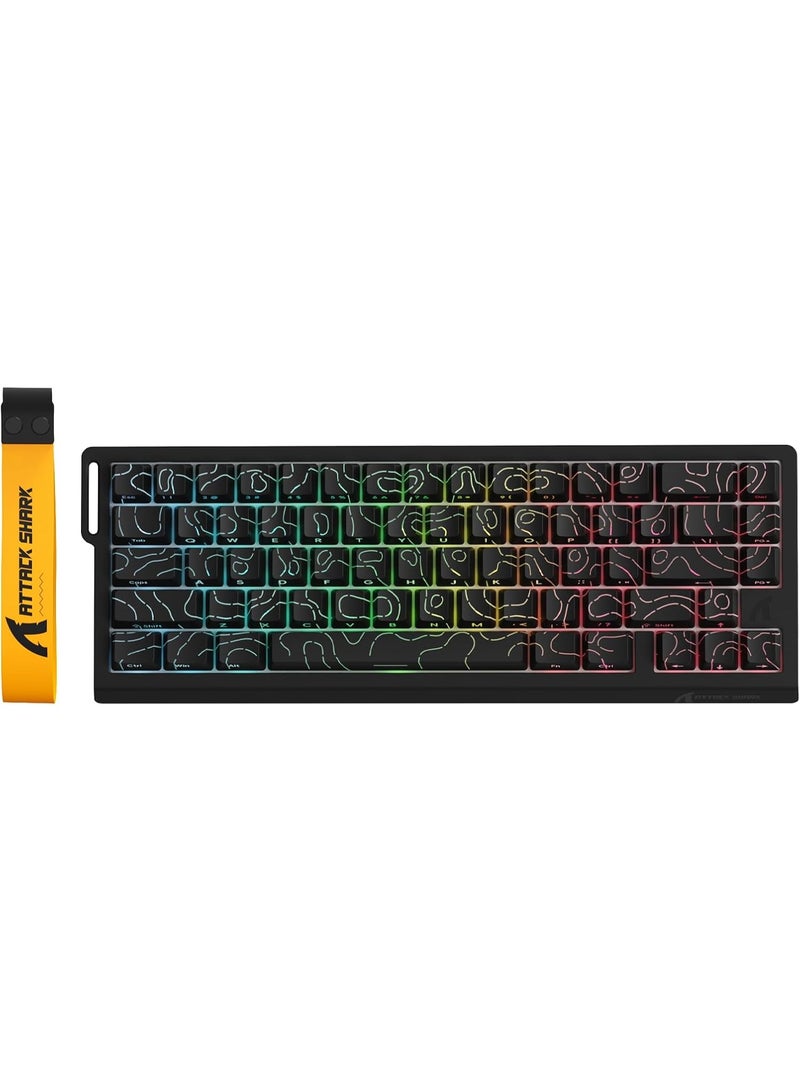 هجوم القرش لوحة مفاتيح ألعاب ATTACK SHARK X68 PRO HE لاسلكية، تقنية Rapid Trigger، مفاتيح مغناطيسية Hall Effect، معدل استجابة 8K، تشغيل قابل للتعديل، إضاءة RGB، قابلة للتبديل، بلوتوث/2.4GHz/سلكي – أسود - Image 1