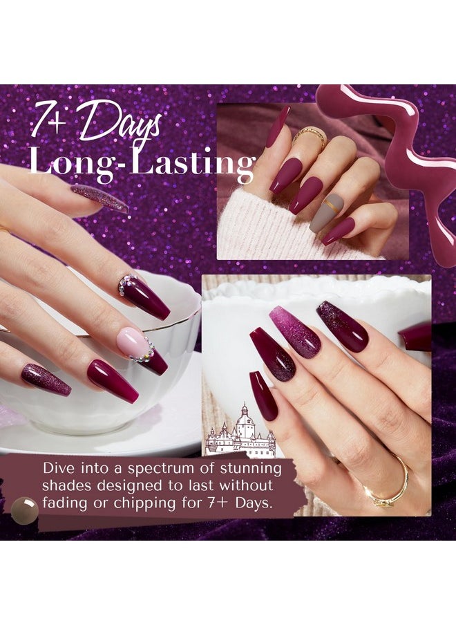 AZUREBEAUTY AZUREBEAUTY Nail Polish Set, 4 Colors Brown Purple Glitter Fall Winter Vegan Quick Dry Natural Nail Lacquer Strengthening Treatment Kit with Top Coat DIY Salon at Home  - Image 2