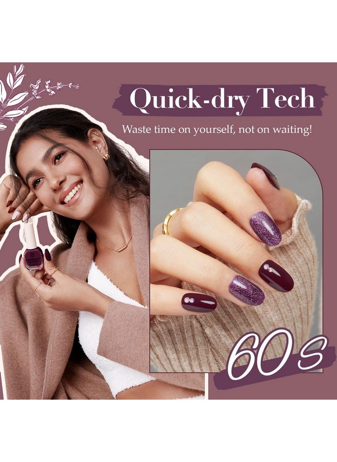 AZUREBEAUTY AZUREBEAUTY Nail Polish Set, 4 Colors Brown Purple Glitter Fall Winter Vegan Quick Dry Natural Nail Lacquer Strengthening Treatment Kit with Top Coat DIY Salon at Home  - Image 4
