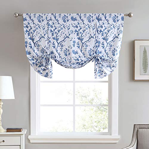 Laura Ashley Home Laura Ashley Home  Cotton Pole Top Valance Stylish  Lightweight Window Treatment for Home Decor Elise Blue 50 x 25