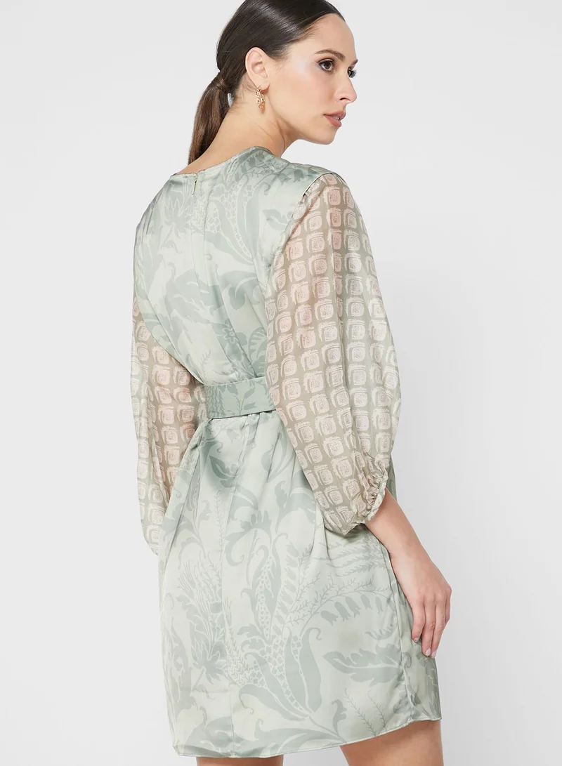 Ted Baker Printed Balloon Sleeve Dress