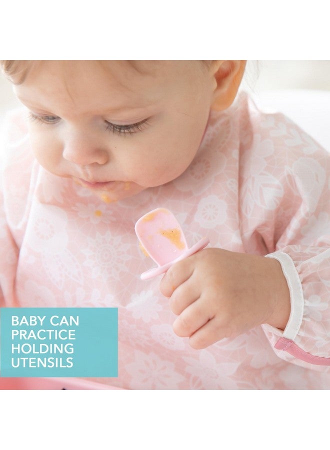 Bumkins Silicone Grip Dish 3-Section, Silicone Training Chewtensils & Lid, Pink - Image 5