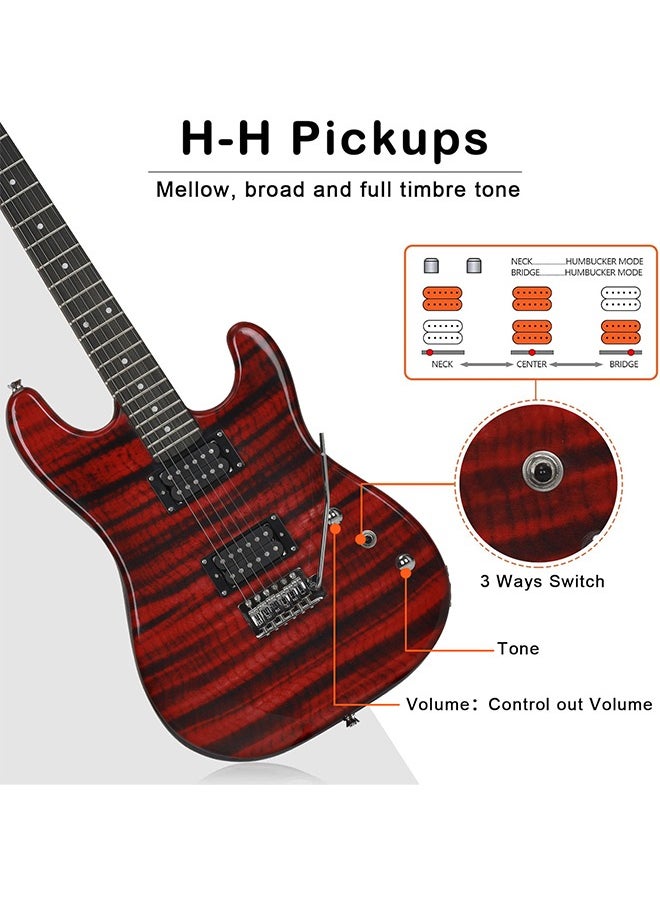 39 Inch Electric Guitar Kit,6 String H-H Pickups Tiger Stripe Beginner Electric Guitar Set with 3W Mini Amplifier,Tuner,Bag,Strap,Cable,Accessories for Adults and Teens,Red - pzsku/Z807E47EB8AD17F5DCDB7Z/45/_/1723951992/208dc7c3-864f-40df-9fe9-afe96b45509b