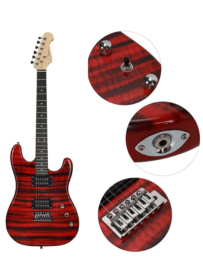 39 Inch Electric Guitar Kit,6 String H-H Pickups Tiger Stripe Beginner Electric Guitar Set with 3W Mini Amplifier,Tuner,Bag,Strap,Cable,Accessories for Adults and Teens,Red - pzsku/Z807E47EB8AD17F5DCDB7Z/45/_/1723952002/fbaa00cb-7d48-41a6-9cfe-2d2c22510853