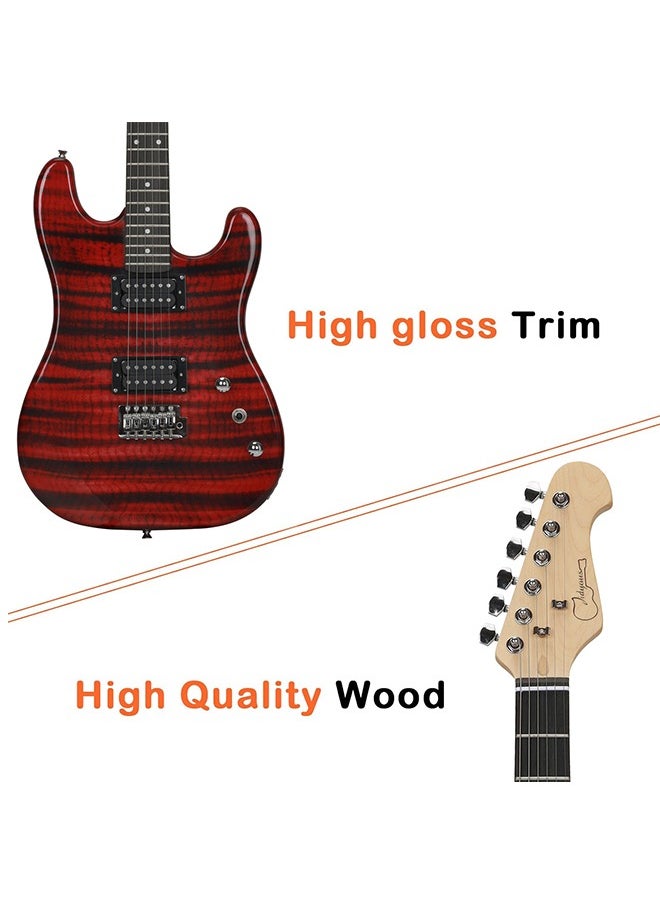 39 Inch Electric Guitar Kit,6 String H-H Pickups Tiger Stripe Beginner Electric Guitar Set with 3W Mini Amplifier,Tuner,Bag,Strap,Cable,Accessories for Adults and Teens,Red - pzsku/Z807E47EB8AD17F5DCDB7Z/45/_/1723952032/e66e9a40-846c-4f97-99b2-1286454bd557