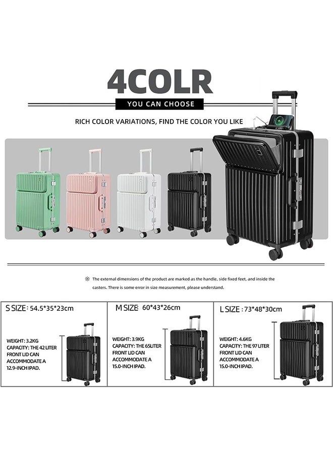New Travel ABS Luggage, Carry On Cabin Travel Trolley Bag with Combination Lock and 4 Spinner Wheels,ABS+PC Harshell 20 Inch White