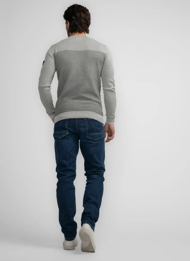 Petrol Industries 0009-Antique White Melee Men Knitwear Round Neck Basic for Men | Best Price UAE
