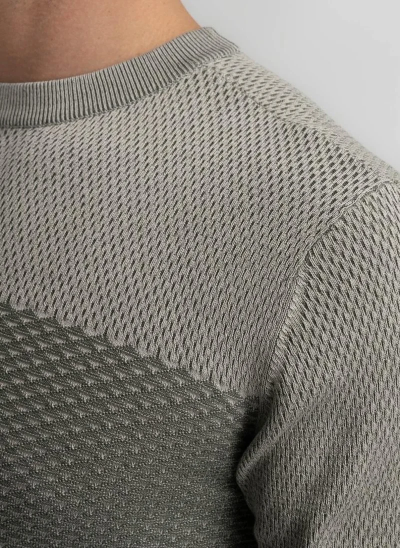 Petrol Industries 0009-Antique White Melee Men Knitwear Round Neck Basic for Men | Best Price UAE