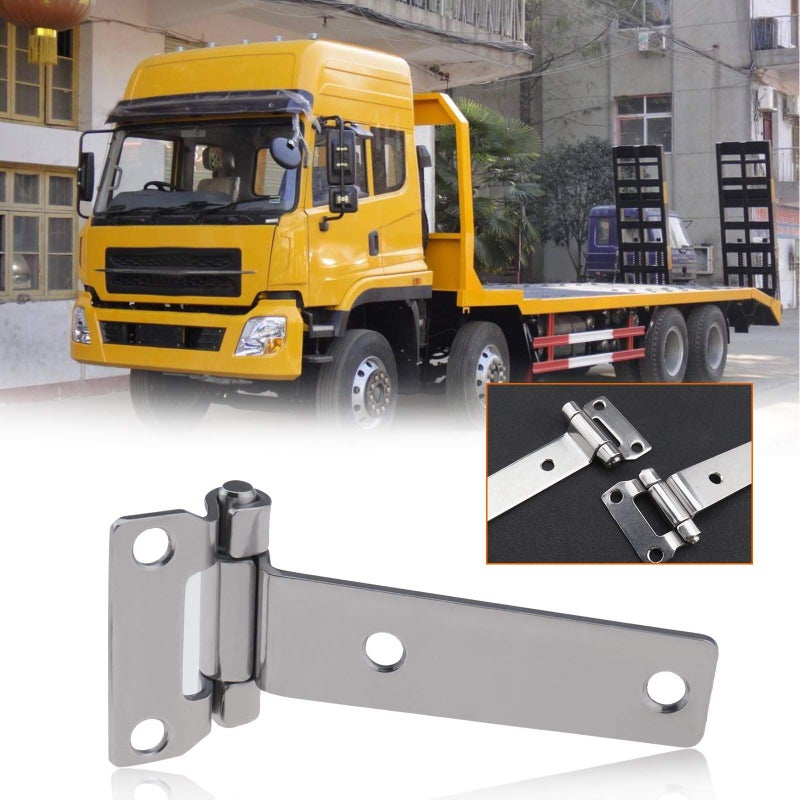 Generic YINETTECH 2Pcs T Type Container Hinges High Polished Solid Forged 304 Stainless Steel Tee T Hinges 135x58mm for Trucks Van Caravan Trailers - Image 2