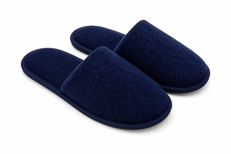 Slippers (3 pairs) Navy Blue Fabric - One Size - Disposable (Hotel, Spa, Gym, Home for Guests) Unisex - Image 1
