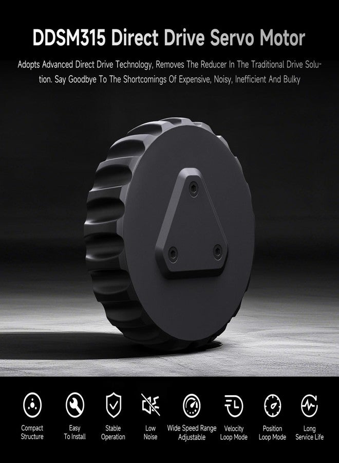 Waveshare محرك سيرفو مباشر Waveshare DDSM315، نطاق سرعة واسع قابل للتعديل، ضوضاء منخفضة، تصميم شامل، محرك محور، يدعم تركيب التعليق، مناسب لسيارة RC الروبوت DIY - Image 3