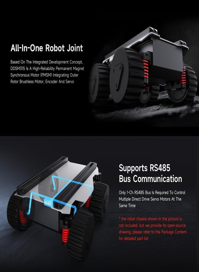 Waveshare محرك سيرفو مباشر Waveshare DDSM315، نطاق سرعة واسع قابل للتعديل، ضوضاء منخفضة، تصميم شامل، محرك محور، يدعم تركيب التعليق، مناسب لسيارة RC الروبوت DIY - Image 5